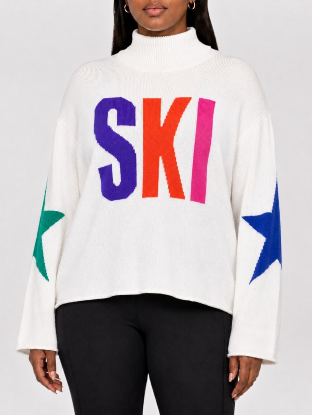 Goldbergh Calore Merino Wool Cashmere Blend Ski Turtleneck Sweater Star Cream M